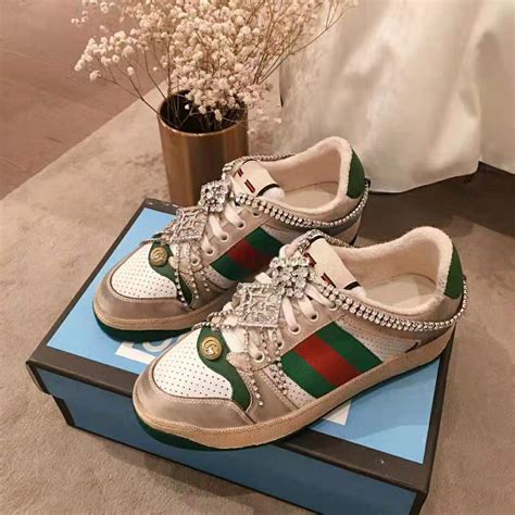 gucci women's screener sneaker with crystals